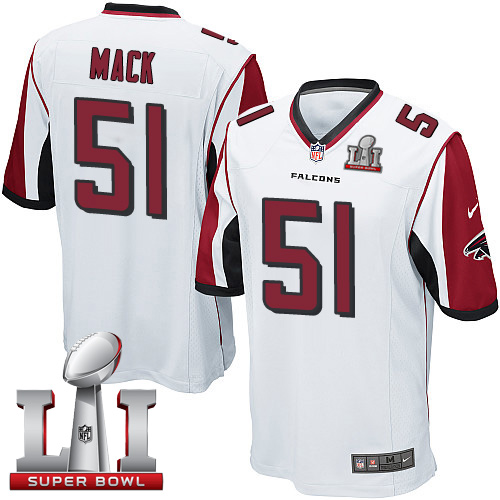 Nike Falcons #51 Alex Mack White Super Bowl LI 51 Youth Stitched NFL Elite Jersey - Click Image to Close
